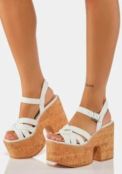 ROC Boots Australia White Paige Cork Platform Sandals Platforms