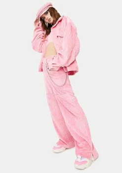 Somewhere Nowhere Bottoms Pink Corduroy Wide Leg Pants