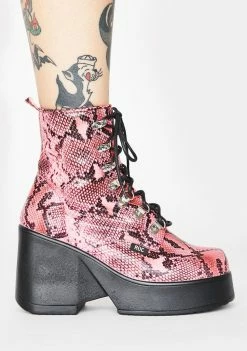 ROC Boots Australia Platforms Pink Snakeskin Pelham Wedge Boots