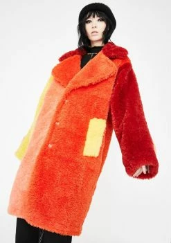 Somewhere Nowhere Fire Fluff Longline Coat Outerwear