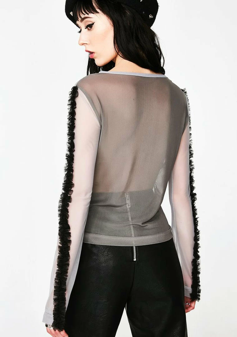 Outlet โ Somewhere Nowhere Sheer Heart Frills Top Tops ๐ 4 Somewhere Nowhere Sheer Heart Frills Top Tops