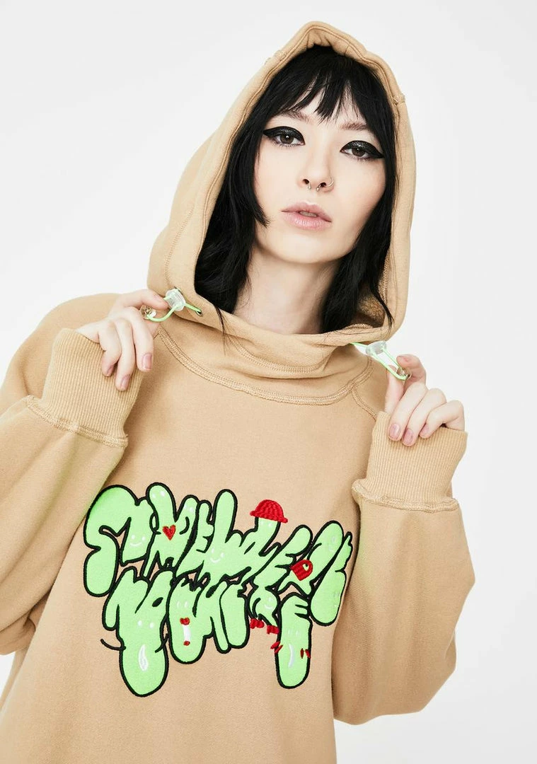Best deal ๐ Somewhere Nowhere Khaki Embroidered Pullover Hoodie ๐งจ 1 Somewhere Nowhere Khaki Embroidered Pullover Hoodie