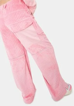 Somewhere Nowhere Bottoms Pink Corduroy Wide Leg Pants