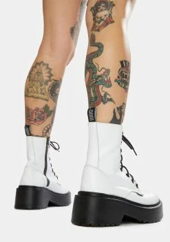 ROC Boots Australia Tomboy White Leather Combat Boots Boots & Booties