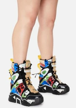 Anthony Wang Platforms Black Holographic Game Changer Ankle Boots