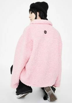 Best Sale π Somewhere Nowhere Pink Zipper Sherpa Pullover Outerwear π 7 Somewhere Nowhere Pink Zipper Sherpa Pullover Outerwear