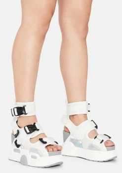 Anthony Wang White Holographic Mulberry Platform Sandals