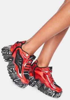Anthony Wang Red And Black Blackberry Platform Sneakers