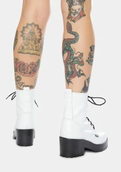 ROC Boots Australia Boots & Booties Chisel White Leather Combat Boots