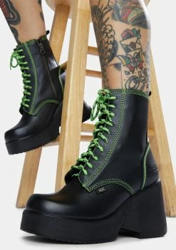 ROC Boots Australia Peachy Lime Leather Platform Boots