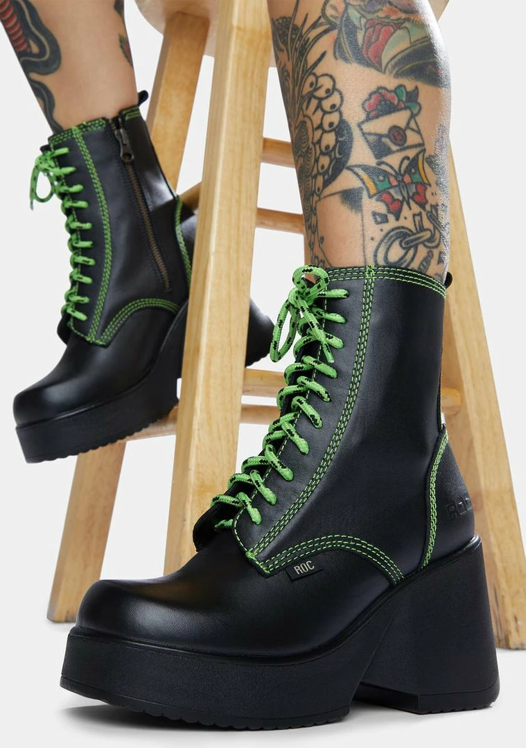 Buy π ROC π₯Ύ Boots Australia Peachy Lime Leather Platform π₯Ύ Boots π 2 ROC Boots Australia Peachy Lime Leather Platform Boots