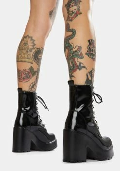 ROC Boots Australia Mission Patent Leather Combat Boots