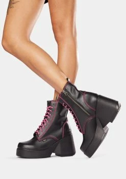 ROC Boots Australia Peachy Pink Leather Platform Boots