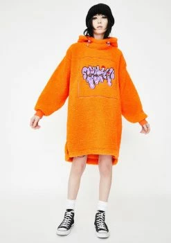Buy π― Somewhere Nowhere π Dresses Orange Sherpa Fleece Hoodie π Dress π 6 Somewhere Nowhere Dresses Orange Sherpa Fleece Hoodie Dress