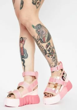 Anthony Wang Pink Cranberry Platform Sandals