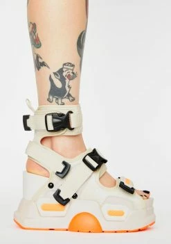 Anthony Wang Beige Mulberry Platform Sandals