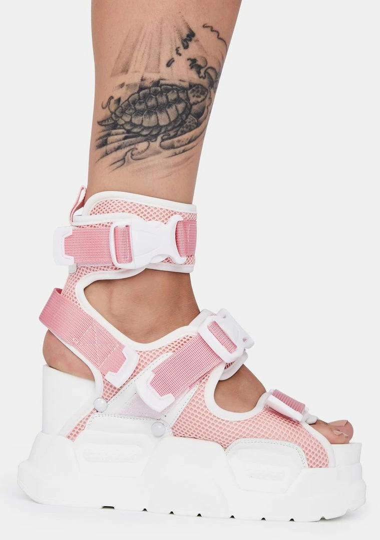 New 💯 Anthony Wang Platforms Pink White Mulberry Platform 🩴 Sandals ⌛ 2 Anthony Wang Platforms Pink White Mulberry Platform Sandals