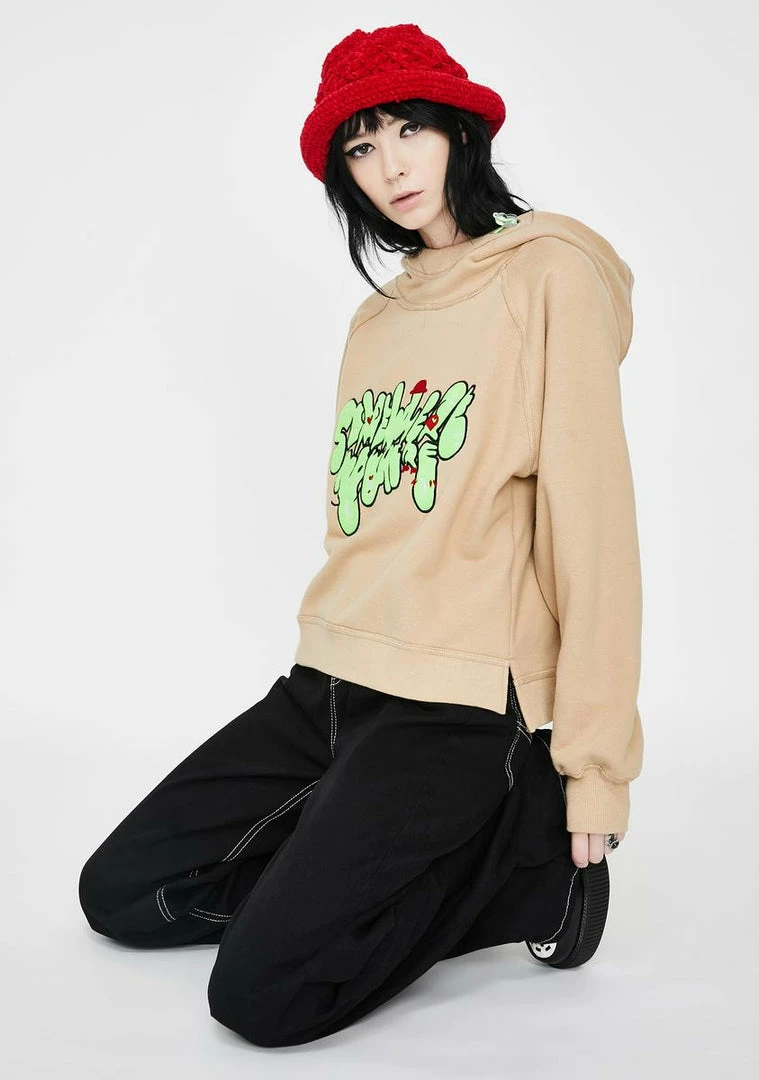 Best deal ๐ Somewhere Nowhere Khaki Embroidered Pullover Hoodie ๐งจ 2 Somewhere Nowhere Khaki Embroidered Pullover Hoodie