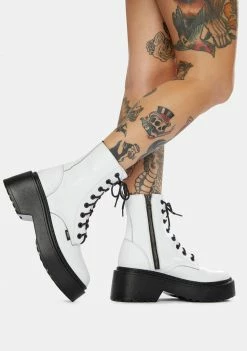 ROC Boots Australia Tomboy White Leather Combat Boots Boots & Booties