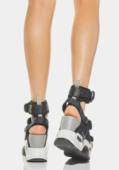 Anthony Wang Black Grey Mulberry Platform Sandals