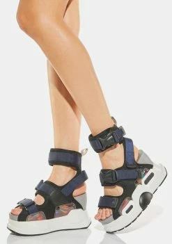 Anthony Wang Black Grey Mulberry Platform Sandals
