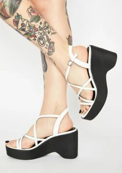 ROC Boots Australia White Patent Gigi Wedge Heels Platforms