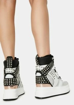 Anthony Wang White Quince Studded Wedge Sneakers