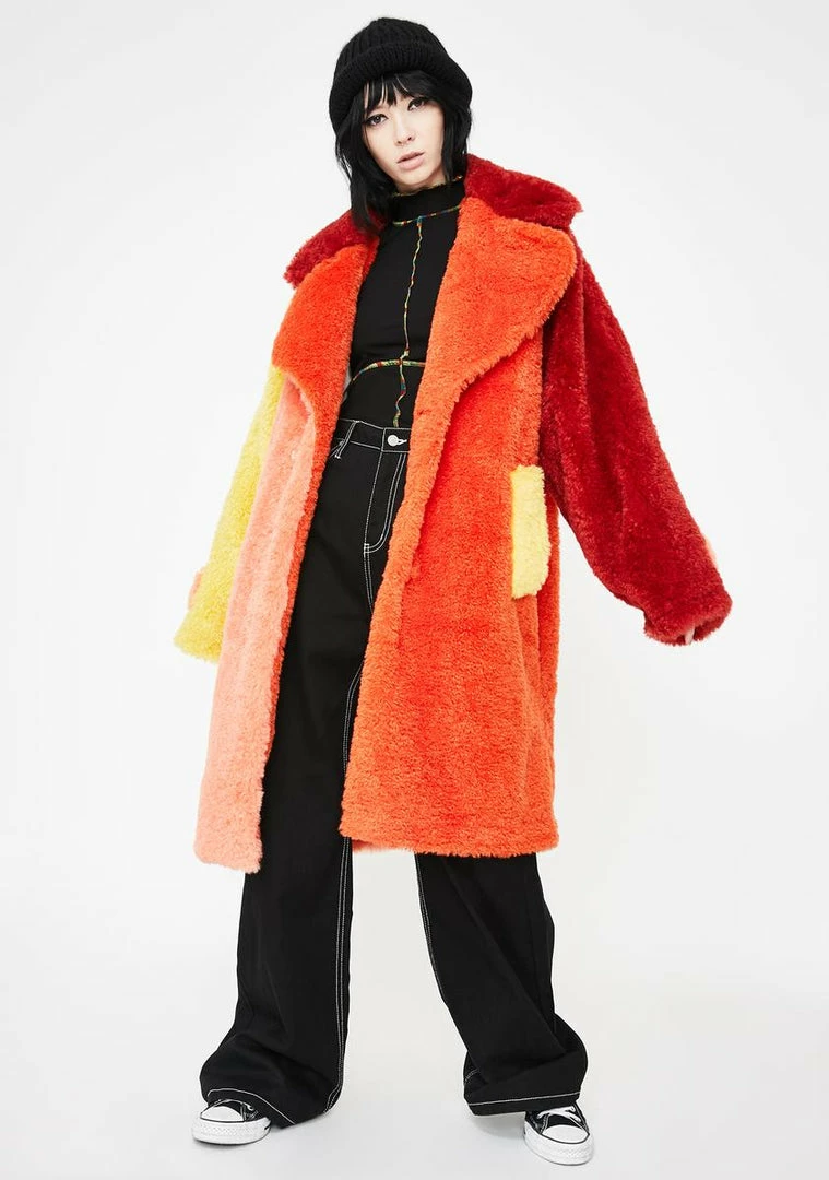 New 𧨠Somewhere Nowhere Fire Fluff Longline π§₯ Coat Outerwear π 3 Somewhere Nowhere Fire Fluff Longline Coat Outerwear