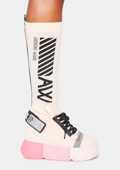 Anthony Wang Pink Cranberry Sock Sneakers Platforms