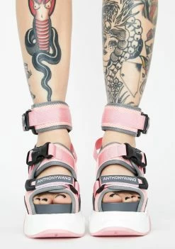 Anthony Wang Pink Mulberry Platform Sandals