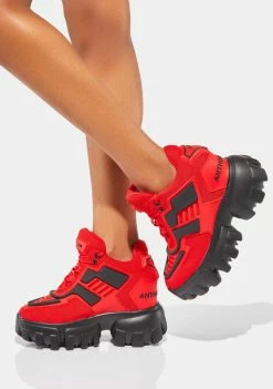 Anthony Wang Red Psycho Candy Platform Sneakers