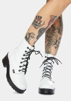 ROC Boots Australia Boots & Booties Chisel White Leather Combat Boots