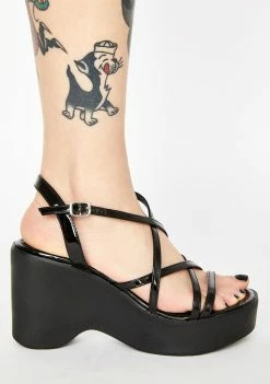 ROC Boots Australia Black Patent Gigi Wedge Heels Platforms