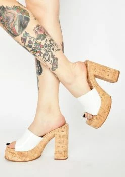 ROC Boots Australia White Patent Cashew Block Heels