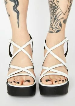 ROC Boots Australia White Patent Gigi Wedge Heels Platforms