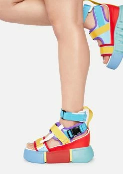 Anthony Wang Rainbow Cranberry Platform Sandals