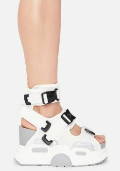 Anthony Wang White Holographic Mulberry Platform Sandals