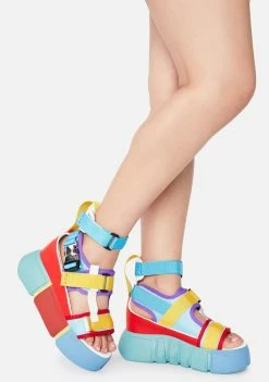 Anthony Wang Rainbow Cranberry Platform Sandals