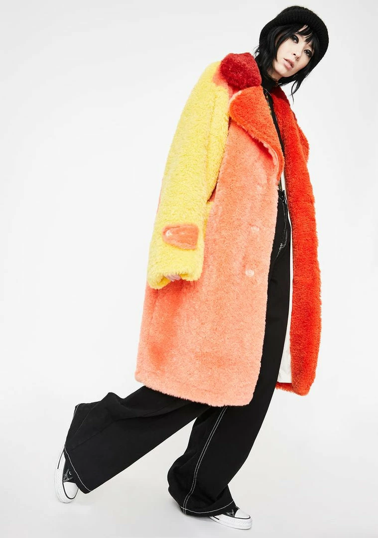 New 𧨠Somewhere Nowhere Fire Fluff Longline π§₯ Coat Outerwear π 2 Somewhere Nowhere Fire Fluff Longline Coat Outerwear