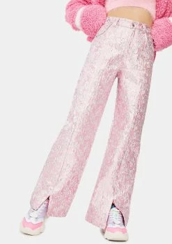 Somewhere Nowhere Bottoms Flower Metallic Split Trousers
