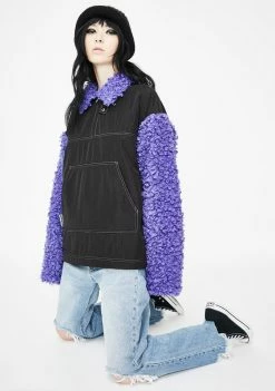 Somewhere Nowhere Outerwear Purple Zipper Sherpa Pullover