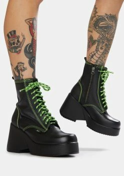 ROC Boots Australia Peachy Lime Leather Platform Boots