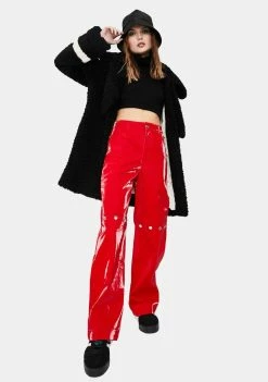Somewhere Nowhere Bottoms Red Rebel Faux Leather Trousers