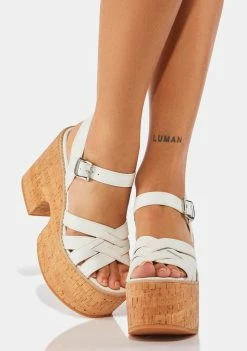 ROC Boots Australia White Paige Cork Platform Sandals Platforms