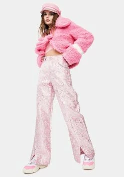Somewhere Nowhere Bottoms Flower Metallic Split Trousers