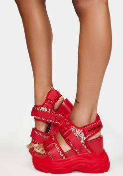 Anthony Wang Floral Peach Platform Sandals