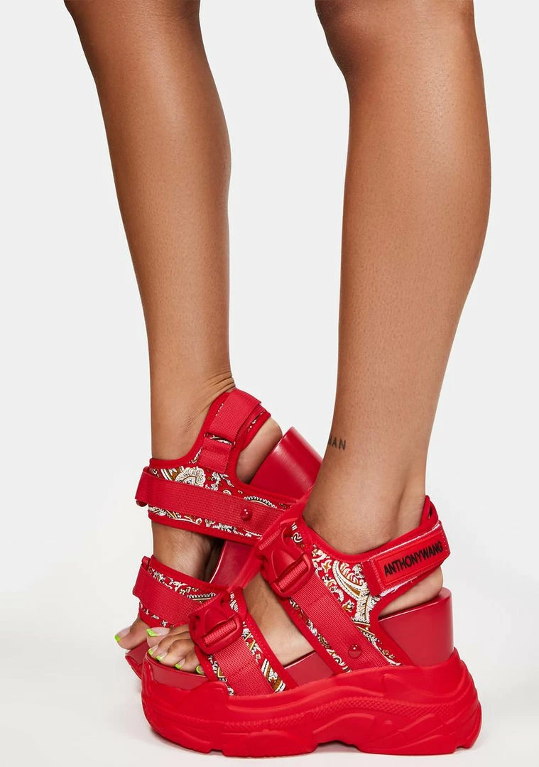 Best Pirce ⌛ Anthony Wang Floral Peach Platform 🩴 Sandals 😀 2 Anthony Wang Floral Peach Platform Sandals