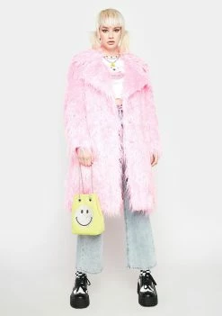 Somewhere Nowhere Pink Genki Faux Fur Coat