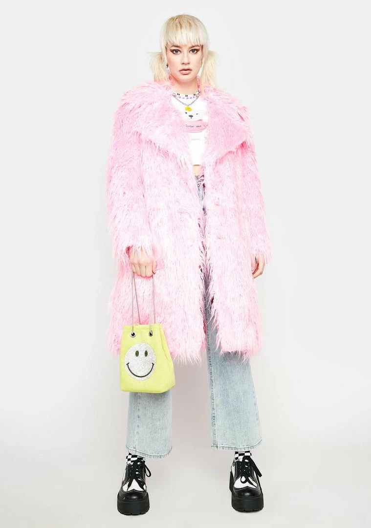 Flash Sale 🧨 Somewhere Nowhere Pink Genki Faux Fur 🧥 Coat 🧨 1 Somewhere Nowhere Pink Genki Faux Fur Coat