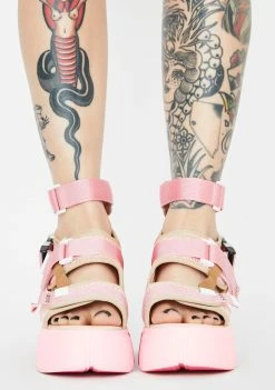 Anthony Wang Pink Cranberry Platform Sandals